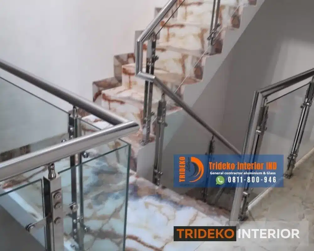 Railing Kaca Tempered Stainless Tangga